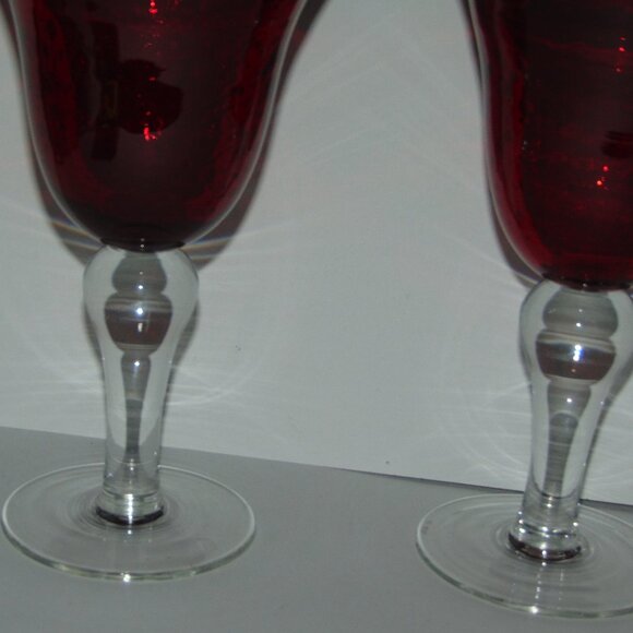 Handblown Artland China Ruby Red Goblets Set Of 2 Vintage Glassware Collectible - Picture 2 of 4